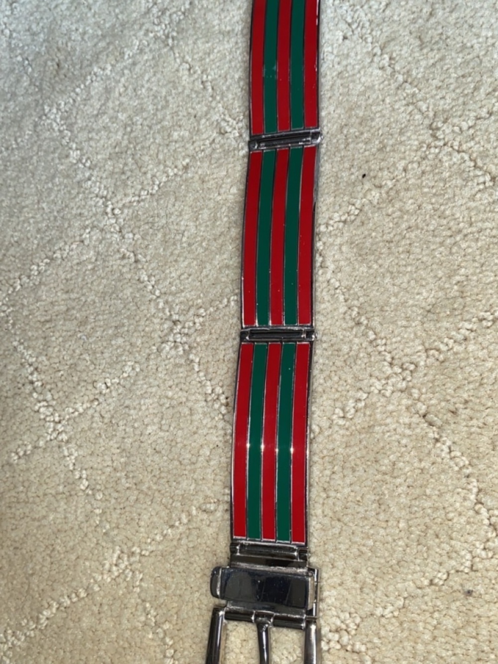 Rare Silver Gucci Belt with Red & Green Enamels - Picture 15 of 16